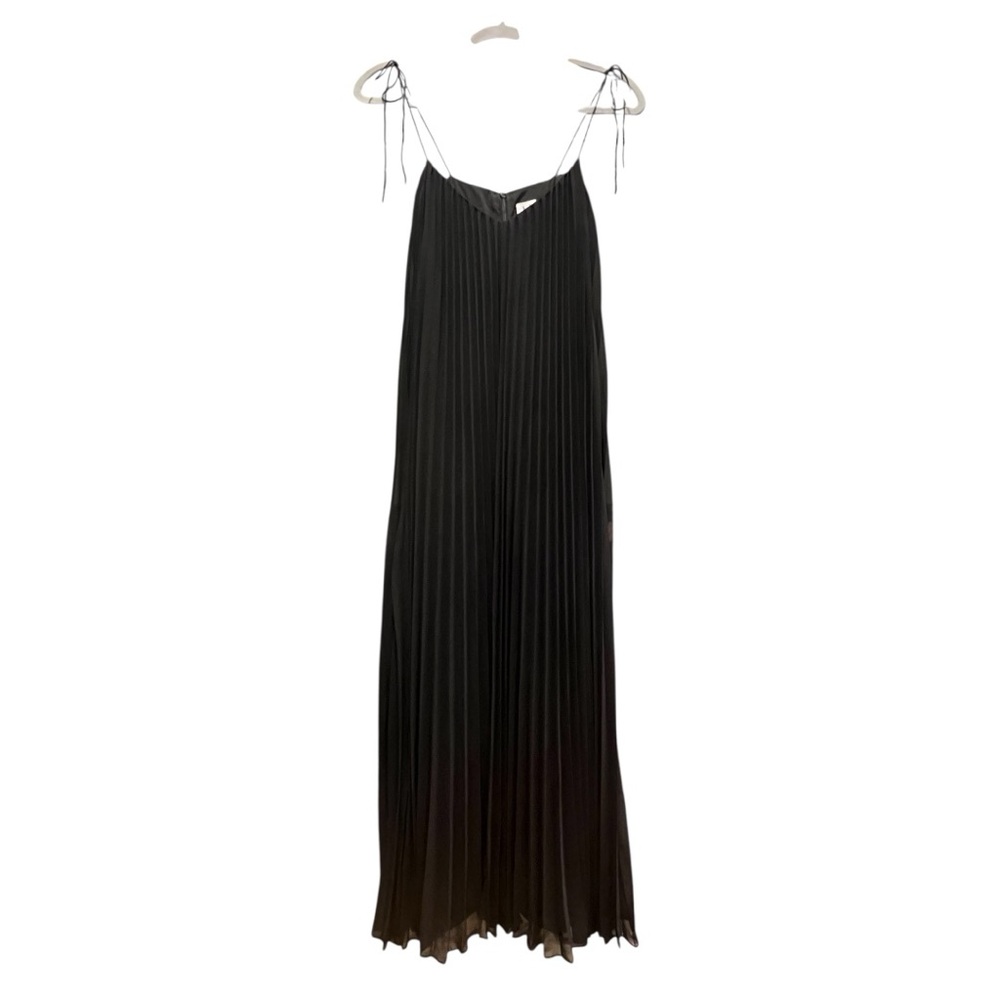 Halston Heritage Black Pleated Evening Gown Goddess Maxi Dress Size 2 - Picture 5 of 15